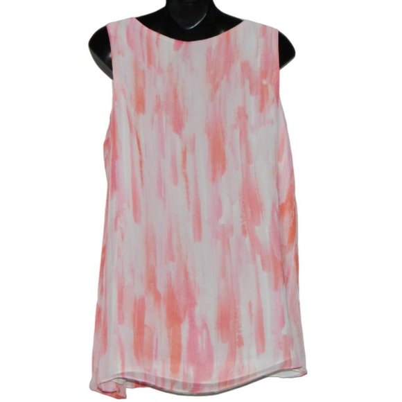 2 for/ $25 Cartise Tie Dye Sleeveless Tank Blouse Peach Pink White Size 10 - Picture 8 of 13
